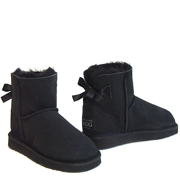 Mini Metro Bow Ugg Boots - Black