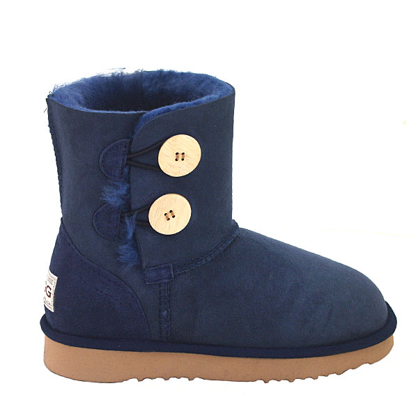 Two Button Wraps Ugg Boots - Navy
