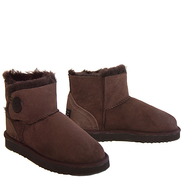 Button Wraps Mini Ugg Boots - Chocolate