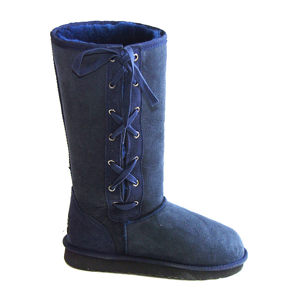 Deluxe Classic Tall Lace Up Ugg Boots - Navy