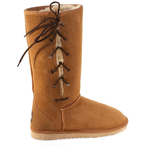 Deluxe Classic Tall Lace Up Ugg Boots - Chestnut