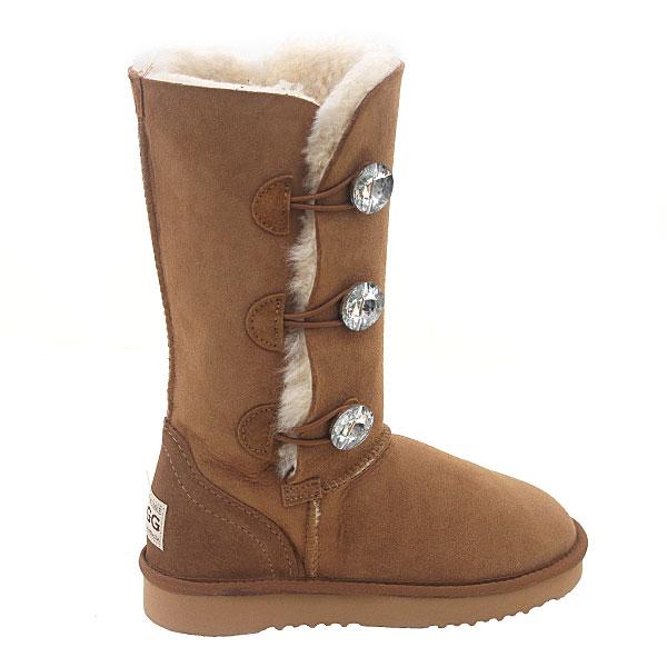 Crystal Button Wraps Ugg Boots Chestnut