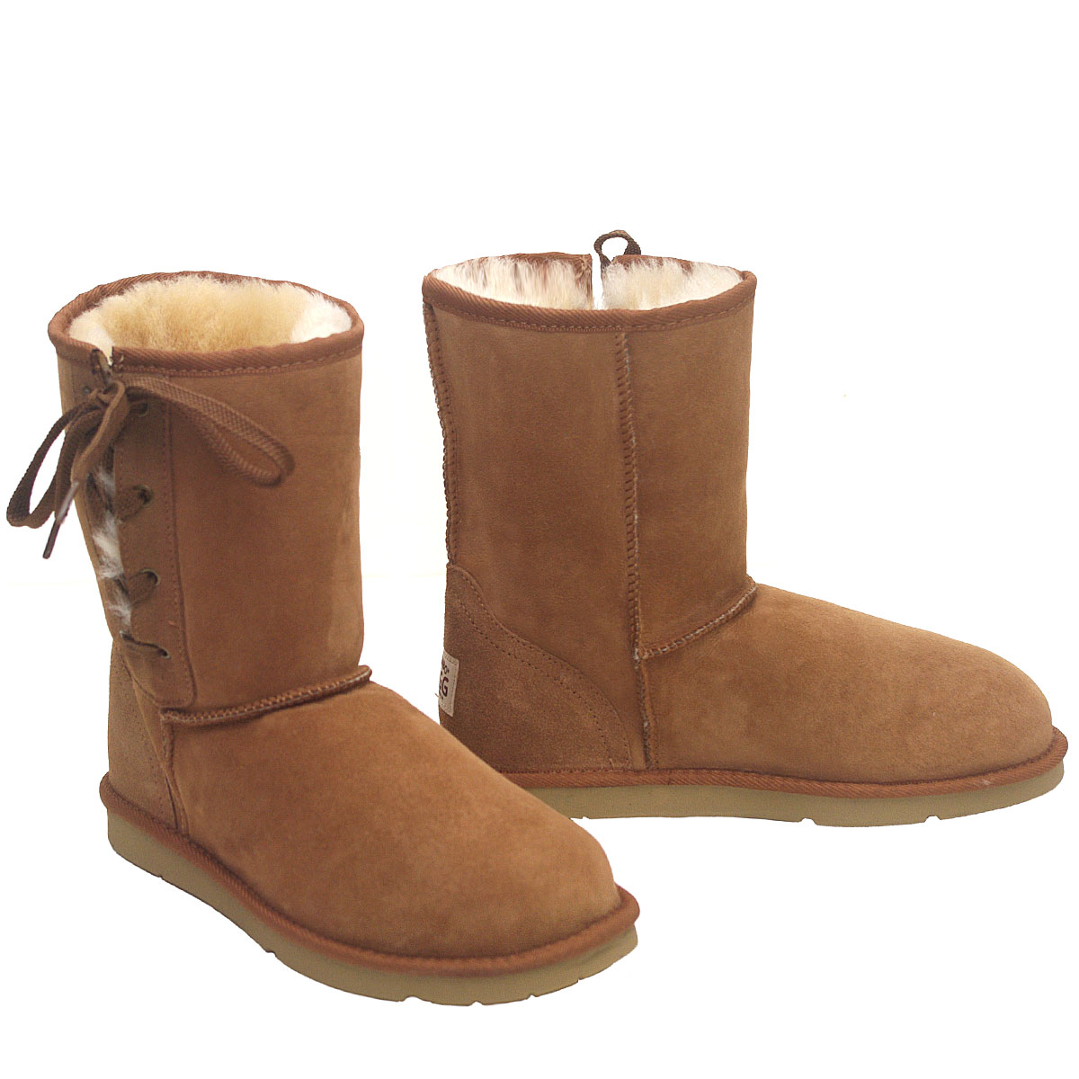 Lace-Up Ugg Boots Chestnut}