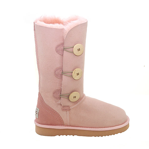Tall Three Button Wraps Ugg Boots Pink