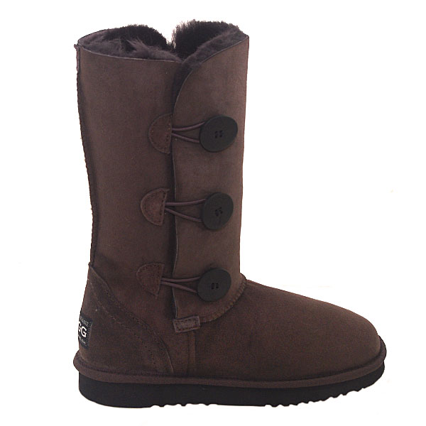 Tall Three Button Wraps Ugg Boots Chocolate