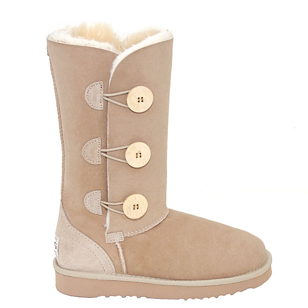 Tall Three Button Wraps Ugg Boots Sand