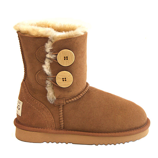 Two Button Wraps Ugg Boots - Chestnut