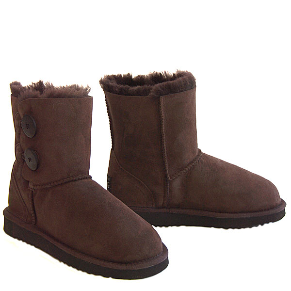 Two Button Wraps Ugg Boots - Chocolate