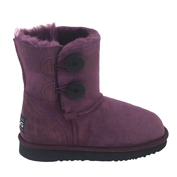 Two Button Wraps Ugg Boots - Plum