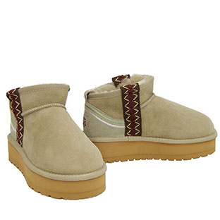 Boho Mini Platform Ugg Boots – White Olive