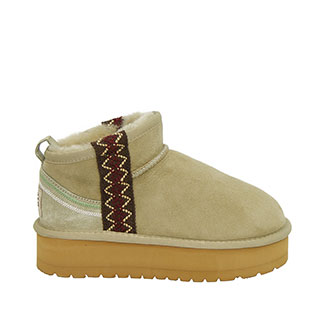 Boho Mini Platform Ugg Boots – White Olive