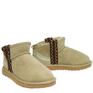 Boho Mini Ugg Boots – White Olive