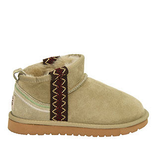 Boho Mini Ugg Boots – White Olive