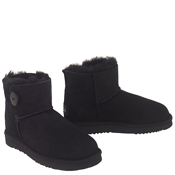 Button Wraps Mini Ugg Boots - Black