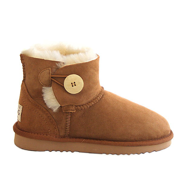 Button Wraps Mini Ugg Boots - Chestnut