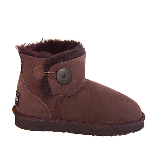 Button Wraps Mini Ugg Boots - Chocolate