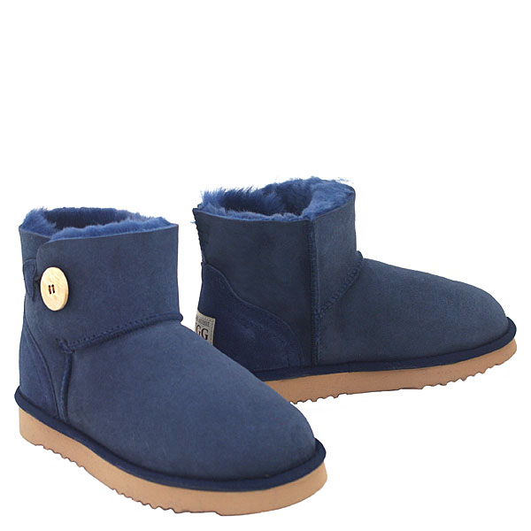 Button Wraps Mini Ugg Boots - Navy