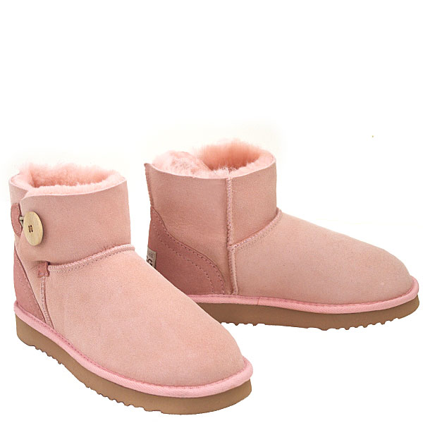 Button Wraps Mini Ugg Boots - Pink