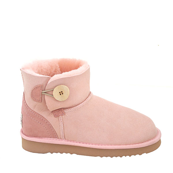 Button Wraps Mini Ugg Boots - Pink