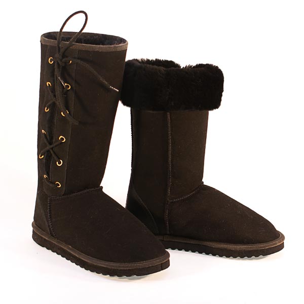 Deluxe Classic Tall Lace Up Ugg Boots - Black