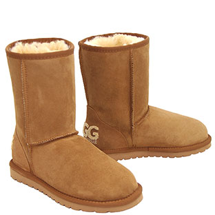 Chenille Signature Short Ugg Boots – Chestnut