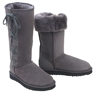 Deluxe Classic Tall Lace Up Ugg Boots - Grey - Last Pair