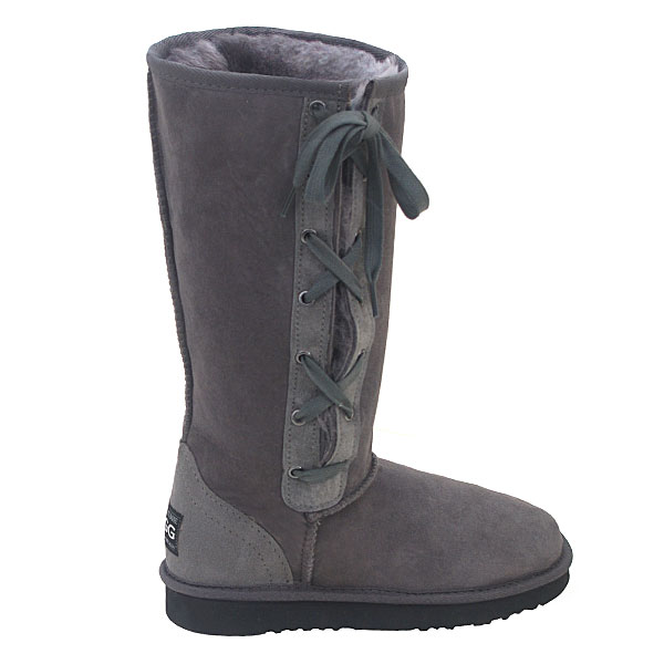 Deluxe Classic Tall Lace Up Ugg Boots - Grey - Last Pair