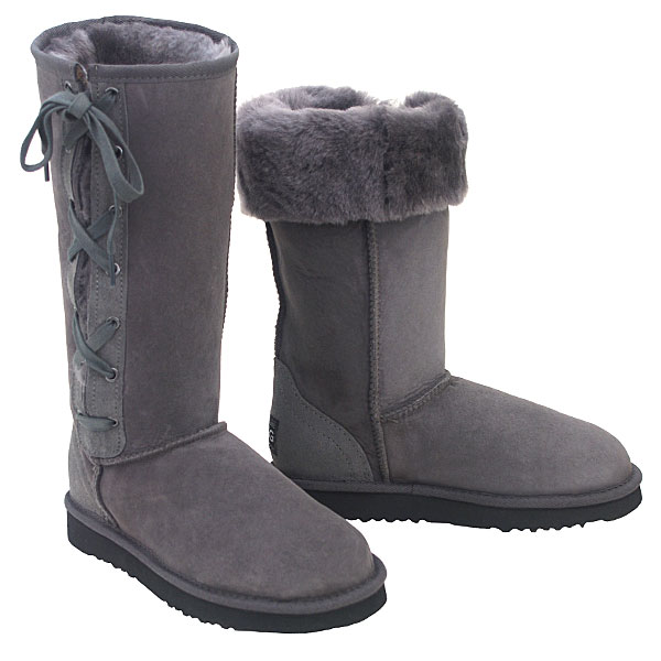 Deluxe Classic Tall Lace Up Ugg Boots - Grey