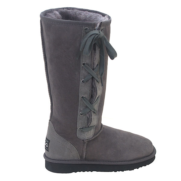 Deluxe Classic Tall Lace Up Ugg Boots - Grey