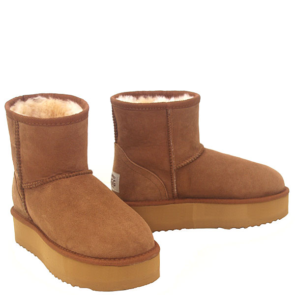 Deluxe Platform Mini Ugg Boots - Chestnut