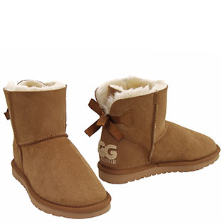 Mini Signature Bow Ugg Boots - Chestnut