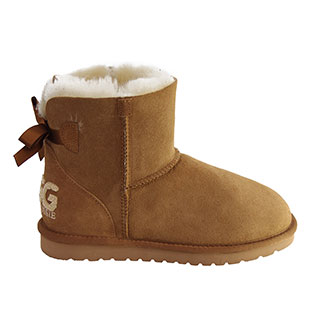 Mini Signature Bow Ugg Boots - Chestnut