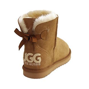 Mini Signature Bow Ugg Boots - Chestnut