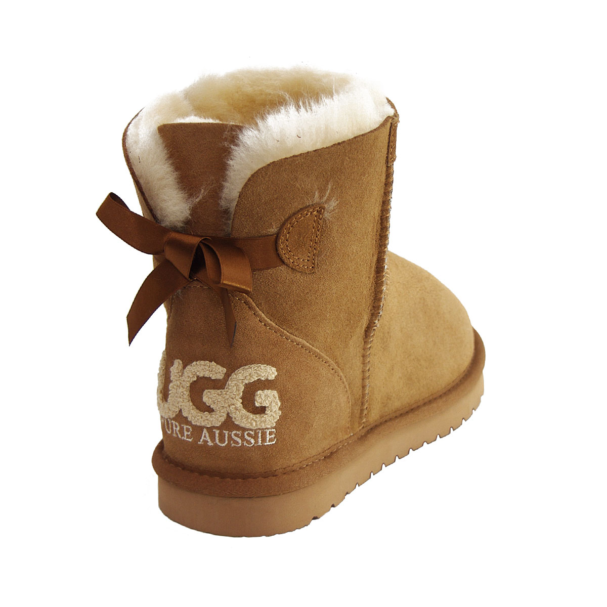 Mini Signature Bow Ugg Boots - Chestnut