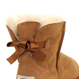 Platform Mini Bow Ugg Boots - Chestnut