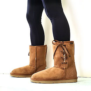 Deluxe Lace-Up Short Ugg Boots - Chestnut