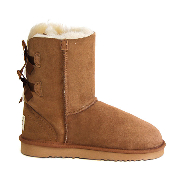 Short Metro Bow Ugg Boots - Chestnut