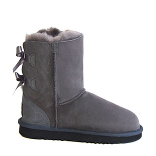 Short Metro Bow Ugg Boots - Grey