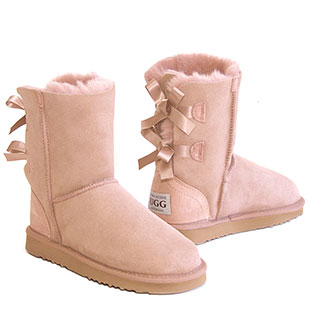 Short Metro Bow Ugg Boots - Pink - Last Pair