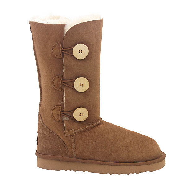 Tall Three Button Wraps Ugg Boots Chestnut