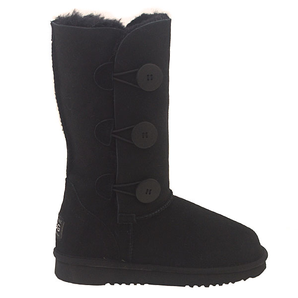 Tall Three Button Wraps Ugg Boots Black