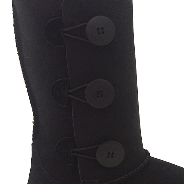 Tall Three Button Wraps Ugg Boots Black