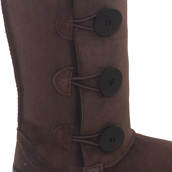 Tall Three Button Wraps Ugg Boots Chocolate