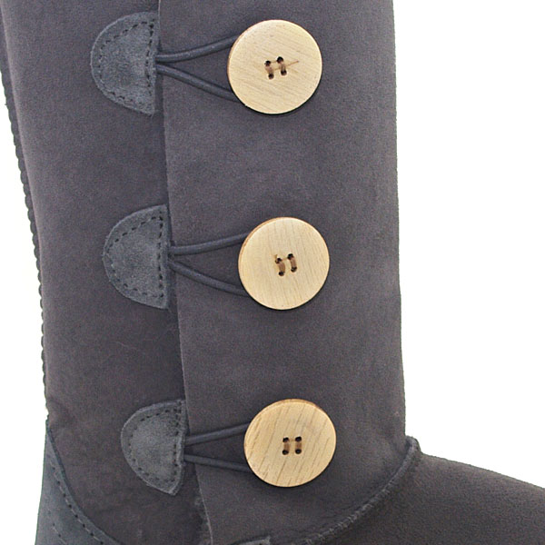 Tall Three Button Wraps Ugg Boots Grey