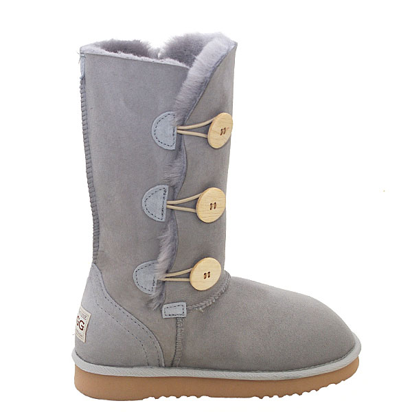 Tall Three Button Wraps Ugg Boots Pale Gery