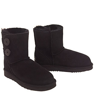Two Button Wraps Ugg Boots - Black
