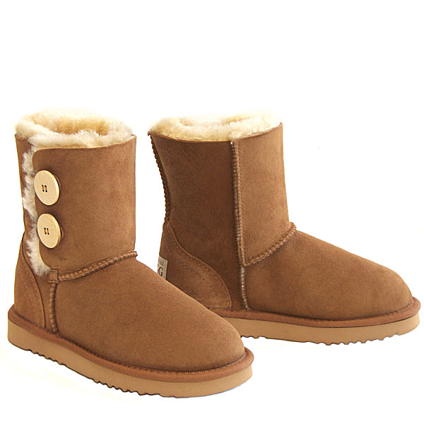 Two Button Wraps Ugg Boots - Chestnut