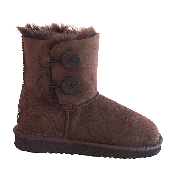 Two Button Wraps Ugg Boots - Chocolate