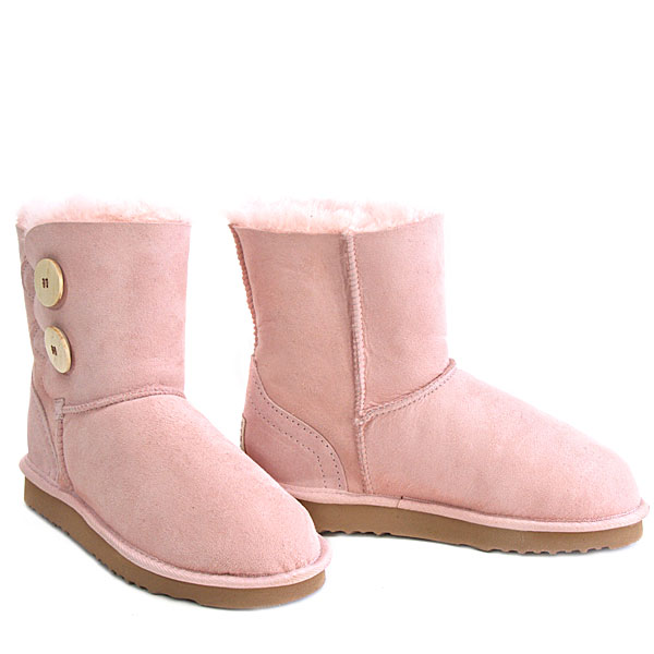 Two Button Wraps Ugg Boots - Pink