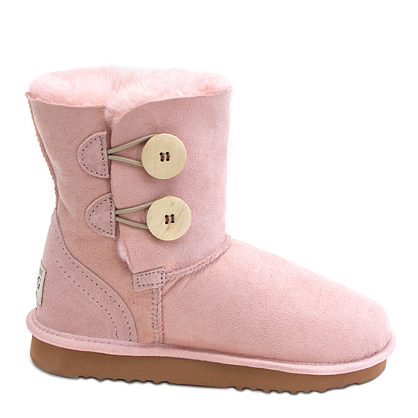 Two Button Wraps Ugg Boots - Pink